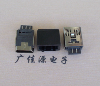 遂宁MINI USB 5Pin接口 带护套焊线母座 B型180度铜壳