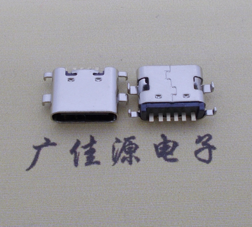 遂宁简易充电type c6P母座沉板1.6mm接口